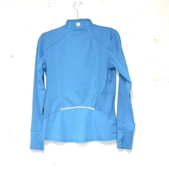 Athleta women's track jacket half way zipper front. Long sleeve teal Size: S - Picture 2 of 7
